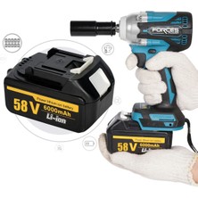 Forces Power Alman Teknolojisi  58 V 6 Ah Brushless Kömürsüz Çift Akülü Metal Mandrenli  Vidalama Somun Sökme