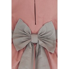 Pembe Gri Fiyonklu Kız Çocuk Tütü Elbise Bandana Takım 1-8 Yaş