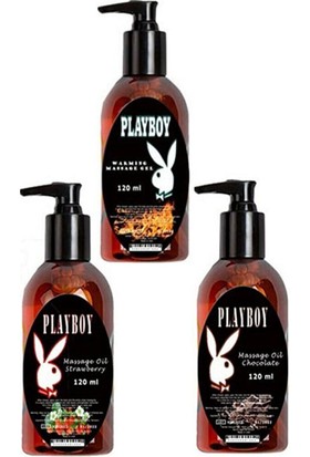 Playboy 3 Adet Playboy Çilek Aromalı Kokulu Ve Isıtıcılı Rahatlatıcılı Vücut Masaj Yağı