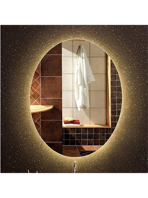 Global Led Mirror 50X70 cm Elips Ledli Ayna Banyo Aynası Dekoratif Ayna Boy Ayna Salon Duvar Ayna