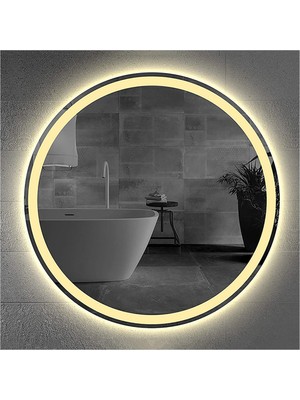 Global Led Mirror 85 cm Kumlamalı Ledli Yuvarlak Ayna Banyo Aynası Dekoratif Ayna Boy Ayna Salon Duvar Ayna