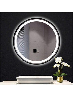 Global Led Mirror 70 cm Kumlamalı Ledli Yuvarlak Ayna Banyo Aynası Dekoratif Ayna Boy Ayna Salon Duvar Ayna