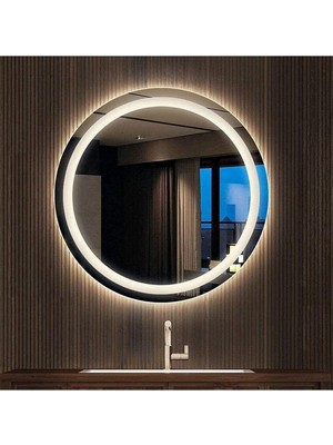 Global Led Mirror 60 cm Kumlamalı Ledli Yuvarlak Ayna Banyo Aynası Dekoratif Ayna Boy Ayna Salon Duvar Ayna