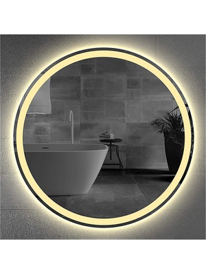 Global Led Mirror 50 cm Kumlamalı Ledli Yuvarlak Ayna Banyo Aynası Dekoratif Ayna Boy Ayna Salon Duvar Ayna