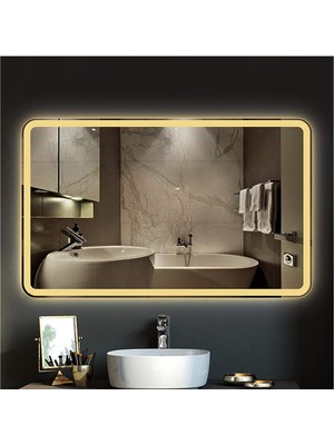 Global Led Mirror 80X120 cm Kumlamalı Ledli Ayna Duvar Salon Banyo Wc Ofis Yatak Odası Boy Ledli Ayna