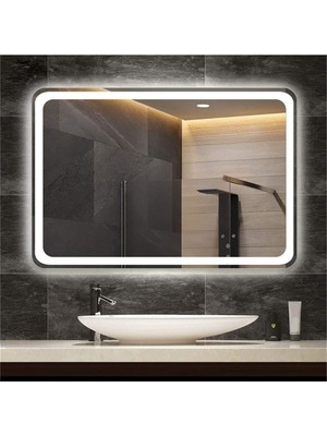 Global Led Mirror 65X90 cm Kumlamalı Ledli Ayna Duvar Salon Banyo Wc Ofis Yatak Odası Boy Ledli Ayna