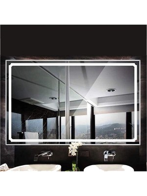 Global Led Mirror 65X90 cm Kumlamalı Ledli Ayna Duvar Salon Banyo Wc Ofis Yatak Odası Boy Ledli Ayna