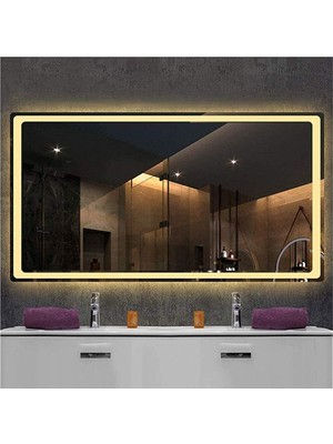 Global Led Mirror 50X65 cm Kumlamalı Ledli Ayna Duvar Salon Banyo Wc Ofis Yatak Odası Boy Ledli Ayna