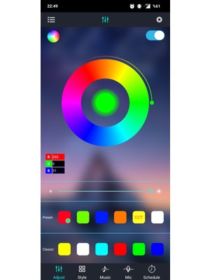 Amber LED Bluetoothlu ve Müziğe Duyarlı Rgb Şerit LED Set Tak Çalıştır 5050 3 Çipli Iç Mekan Silikonsuz