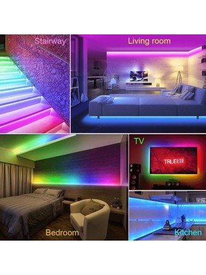 İdeal Gelsin Idealgelsin  Rgb Şerit LED Iç ve Dış Mekan 5 Metre Kumandalı Set Tak Çalıştır 16 Renk, 24 Tuşlu Kumanda, Adaptor, Silikonlu, 5mt 300 LED