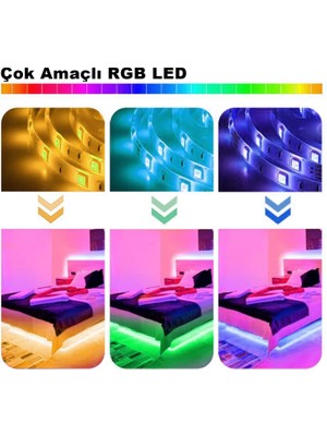 İdeal Gelsin Idealgelsin  Rgb Şerit LED Iç ve Dış Mekan 5 Metre Kumandalı Set Tak Çalıştır 16 Renk, 24 Tuşlu Kumanda, Adaptor, Silikonlu, 5mt 300 LED