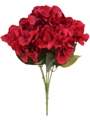 Yapay Çiçek Deposu Yapay Çiçek 5 Dal Lüx Ortanca Demeti Kırmızı
