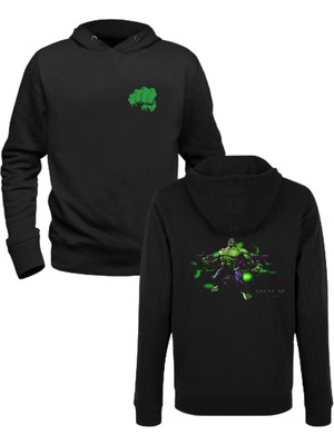 Alfa Tshirt Hulk Tasarım Baskılı Siyah Ön Arka Baskılı Çocuk Sweatshirt