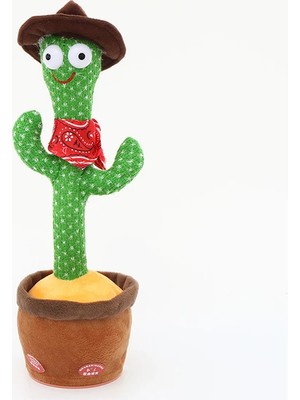Asfal Ses Taklitli, Dans Eden Konuşan, Işıklı, Şarjlı Saksı Peluş Konuşan Kaktüs Oyuncak