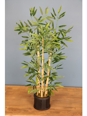 Yapay Çiçek Deposu Ahşap Saksıda Bambu Ağacı 105 cm