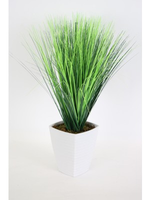 Yapay Çiçek Deposu Melamin Saksıda Kabarık Saz Püskül 65 Cm
