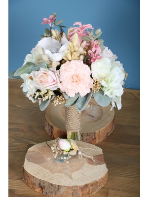 Yapay Çiçek Deposu Gelin Buketi Venüs 2li Set
