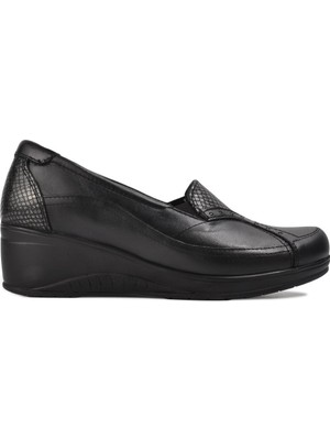 Forelli 57603 Siyah  Deri Kadın Günlük Ayakkabı