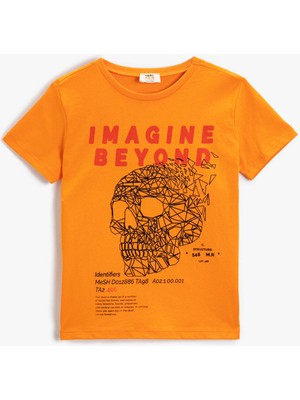 Koton Erkek Çocuk Kurukafa Baskılı Kısa Kollu Tişört Pamuklu