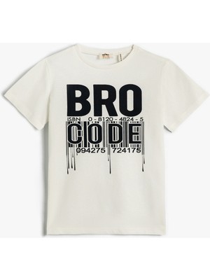 Koton 2Ykb16019Ok Bisiklet Yaka NormalKalıp Baskılı Beyaz Erkek Çocuk T-Shirt