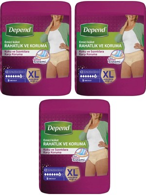 Depend Emici Külot Kadın Xl Ekstra Büyük 9'lu (120-150 Cm) 3 Paket