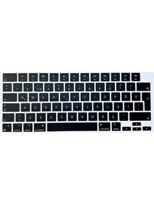 Arabulalaca Macbook Pro 16 inç A2485 A2780 A2991 A3403 A3116 A3186 M1/M2/M3/M4 İşlemcili Türkçe Q Silikon Klavye Koruyucu Siyah