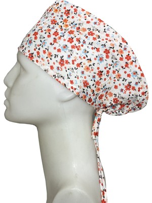 Okanmed Kırmızı Çiçekli Doktor Hemşire Aşçı Cerrahi Bone Hastane Bone Bandana M454