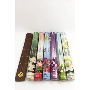 Tütsü 6 Çeşit Manolya, Lotus, Zambak, Leylak, Yasemin, Gardenya ve Tütsü Kayığı 120 Adet Tütsü
