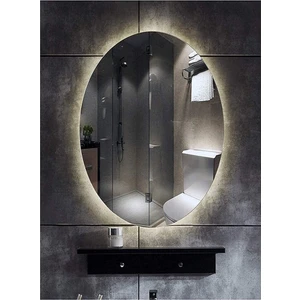 Global Led Mirror 65X85 cm Elips Ledli Ayna Banyo Aynası Dekoratif Ayna Boy Ayna Salon Duvar Ayna