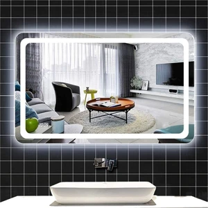 Global Led Mirror 65X90 cm Kumlamalı Ledli Ayna Duvar Salon Banyo Wc Ofis Yatak Odası Boy Ledli Ayna