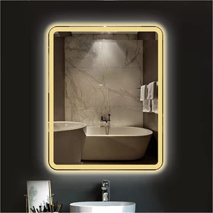 Global Led Mirror 60X70 cm Kumlamalı Ledli Ayna Duvar Salon Banyo Wc Ofis Yatak Odası Boy Ledli Ayna