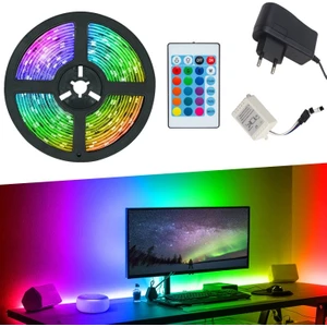 İdeal Gelsin Idealgelsin  Rgb Şerit LED Iç ve Dış Mekan 5 Metre Kumandalı Set Tak Çalıştır 16 Renk, 24 Tuşlu Kumanda, Adaptor, Silikonlu, 5mt 300 LED