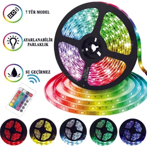 İdeal Gelsin Idealgelsin Rgb Şerit LED Iç ve Dış Mekan 5 Metre Kumandalı Set Tak Çalıştır 16 Renk, 24 Tuşlu Kumanda, Adaptor, Silikonlu, 5mt 300 LED