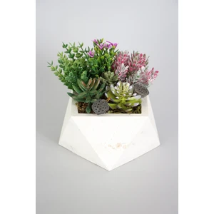 Yapay Çiçek Deposu Beton Saksida Yapay Succulent Bahçesi

