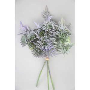 Yapay Çiçek Deposu Yapay Lüx 3lü Pastel Bitki Dalı 32 cm Yeşil-Mor
