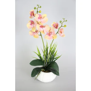Yapay Çiçek Deposu Dekoratif 2li Mini Yapay Islak Orkide Tanzimi 50 cm Somon
