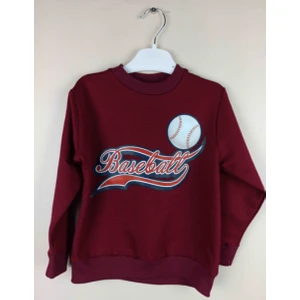 Erkek Çocuk Baskılı Bordo Pamuklu Sweatshirt