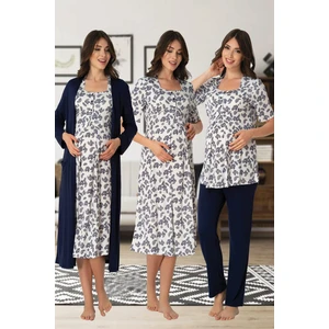 Lohusa Pijama Takım Gecelik Sabahlık Set Effort 8016