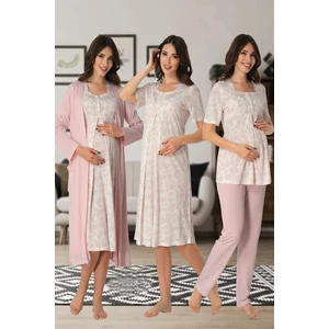 Lohusa Pijama Takım Gecelik Sabahlık Set Effort 8016