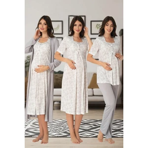 Lohusa Pijama Takım Gecelik Sabahlık Set Effort 8016