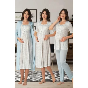 Lohusa Pijama Takım Gecelik Sabahlık Set Effort 8016