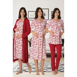 Lohusa Pijama Takım Gecelik Sabahlık Set Effort 8016