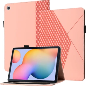 Zshskj Samsung Galaxy Tab S6 Lite SM-P610 / T615 Rhombus Cilt Hissediyorum Yatay Çevirme Tablet Kart Yuvaları ve Tutucu ile Deri Kılıf (Yurt Dışından)