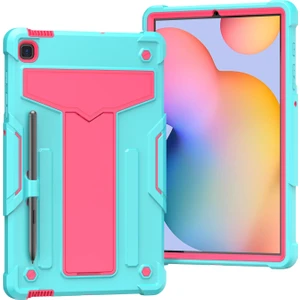 Zshskj Samsung Galaxy Tab S6 Lite Için P610/615 T-Şekilli Braket Kontrast Renk Darbeye Dayanıklı Pc + Silikon Koruyucu Kılıf (Yurt Dışından)