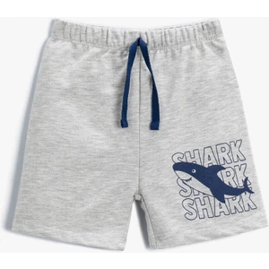 Lastikli Normal Kalıp Baskılı Gri Bebek Şort - 2SMB40006TK