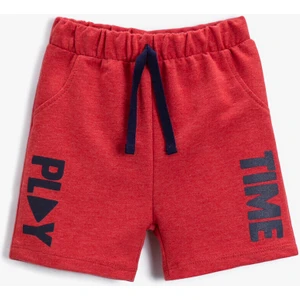 Erkek Bebek Slogan Baskılı Şort Pamuklu