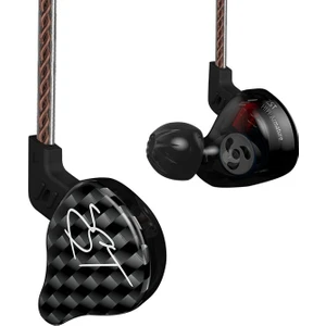 Zst Daire Demir In-Ear Mega Bass Mp3 Çift Üniteli Kulaklık Mikrofon Olmadan (Karbon Fiber Siyah) (Yurt Dışından)