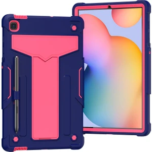 Zshskj Samsung Galaxy Tab S6 Lite Için P610/615 T-Şekilli Braket Kontrast Renk Darbeye Dayanıklı Pc + Silikon Koruyucu Kılıf (Yurt Dışından)