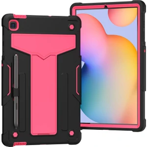 Zshskj Samsung Galaxy Tab S6 Lite Için P610/615 T-Şekilli Braket Kontrast Renk Darbeye Dayanıklı Pc + Silikon Koruyucu Kılıf (Yurt Dışından)