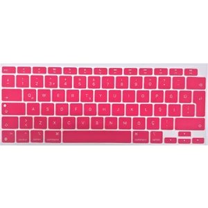 Macbook Air 13 Inch 2020 A2337 M1 İşlemcili Türkçe Q Silikon Klavye Koruyucu Pembe